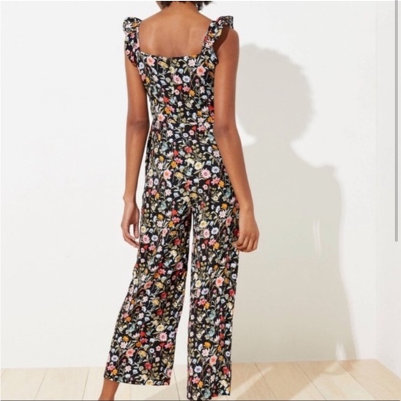 LOFT ruffle sleeveless floral jumpsuit-Size LP - Picture 2 of 8